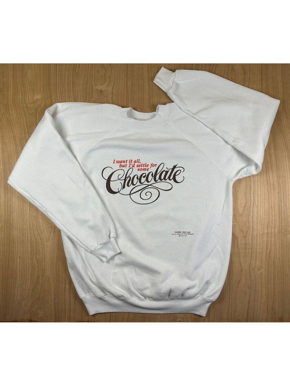 Vintage 80s Chocolate sweatshirt xlarge hanes hallmark shoebox made in usa funny